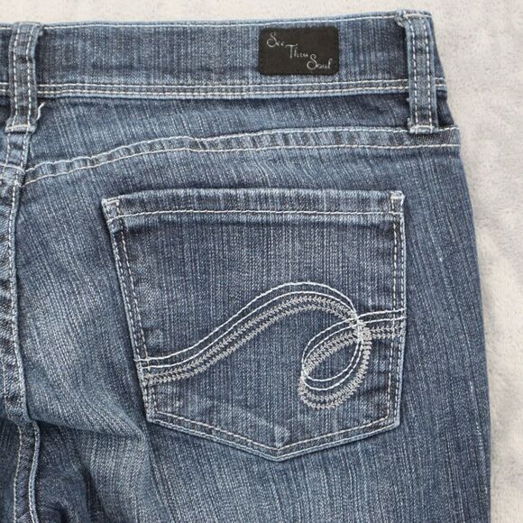 See Thru Soul Pants Womens 29 Blue Denim Flat Front Mid Rise Skinny Jeans - Picture 8 of 16